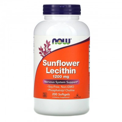 NOW foods Sunflower Lecithin Лецитин подсолнечника 1200 мг 200 капсул
