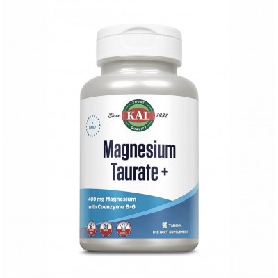 KAL Magnesium Taurate 400mg Plus Coenzyme B6 Магний Таурат 90 таблеток 