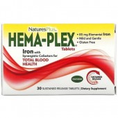 HEMA-PLEX таблетки для железа от компании Natures Plus 30 таблеток