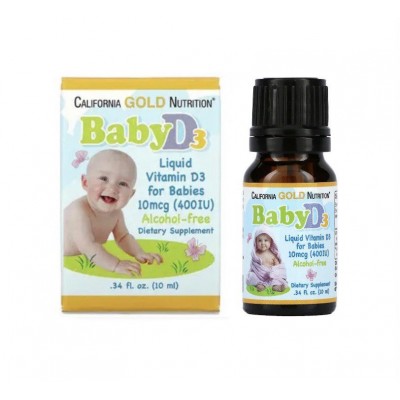 California Gold Nutrition Baby D3 жидкий витамин D3 для детей 10 мкг (400 МЕ) 10 мл